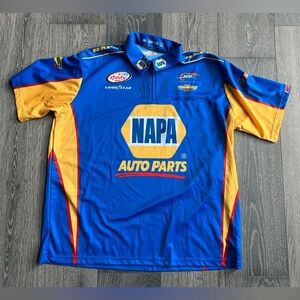 Simpson Signed Nascar 1/4 Zip NAPA Parts Jersey Shirt in Blue Size XXL